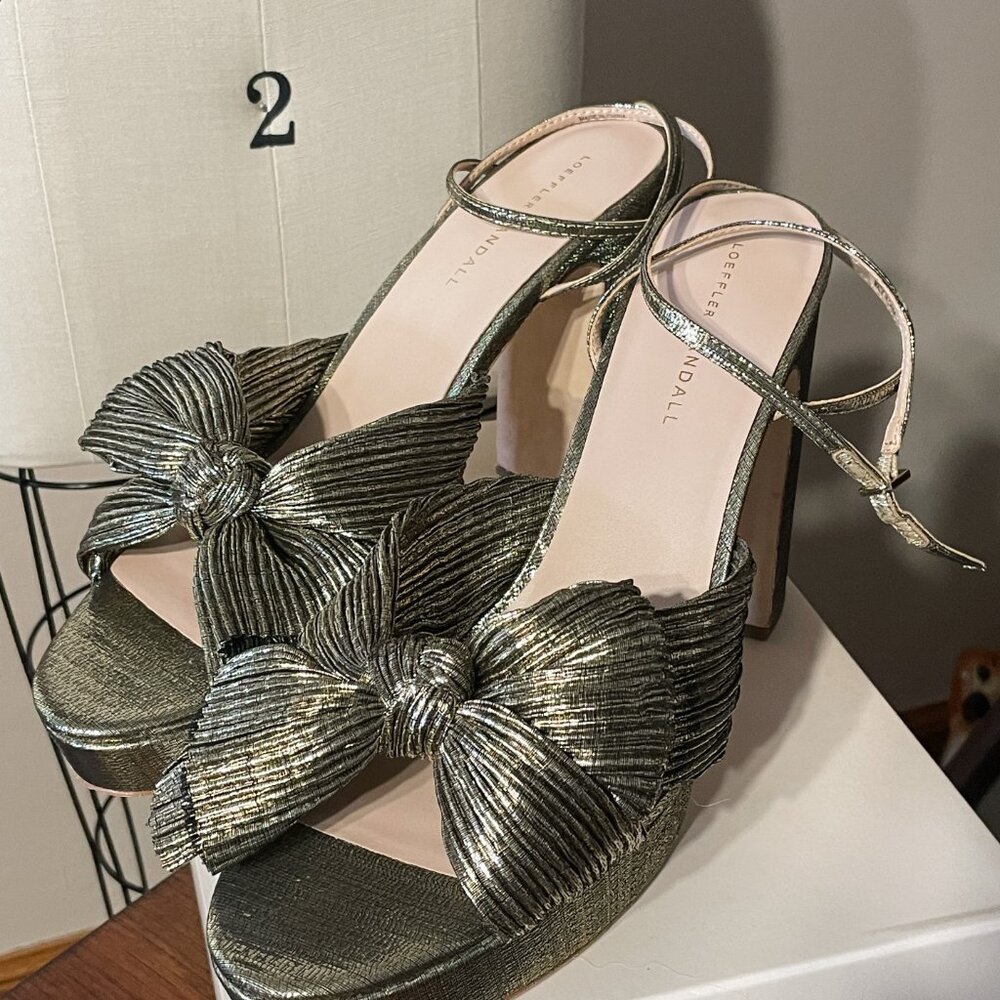 NIB NWT Loeffler Randall Natalia Platform Heels in Gold 12